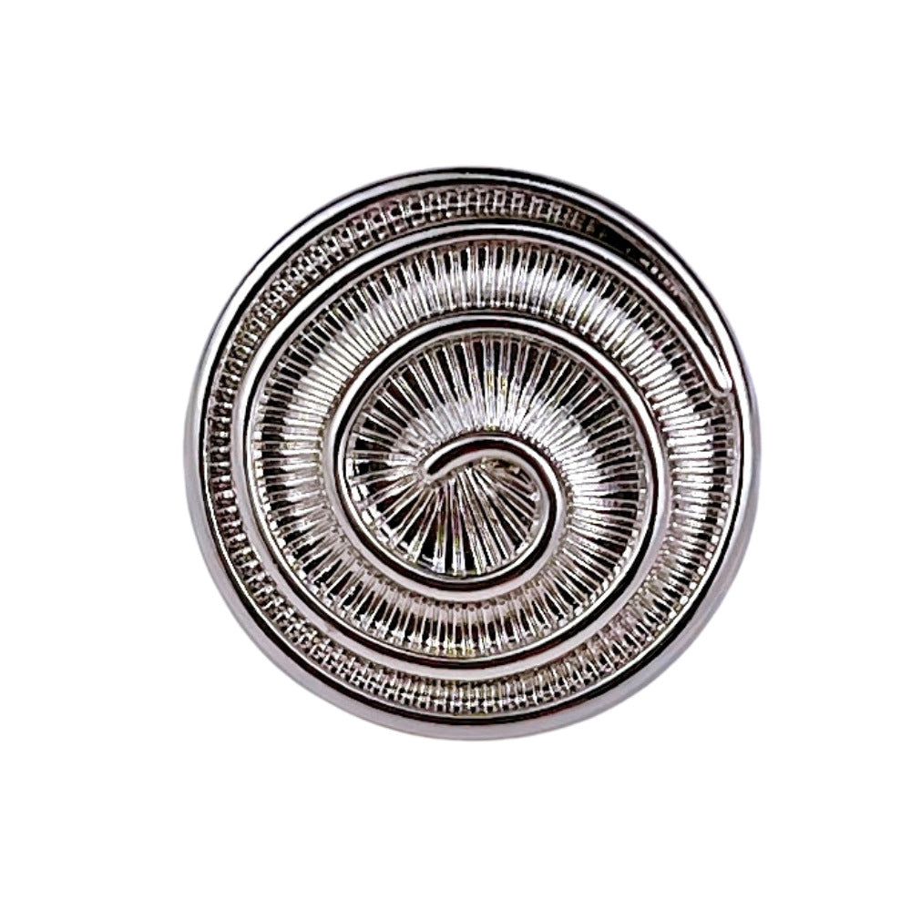 Antique silver round spiral metal shank button, 23mm