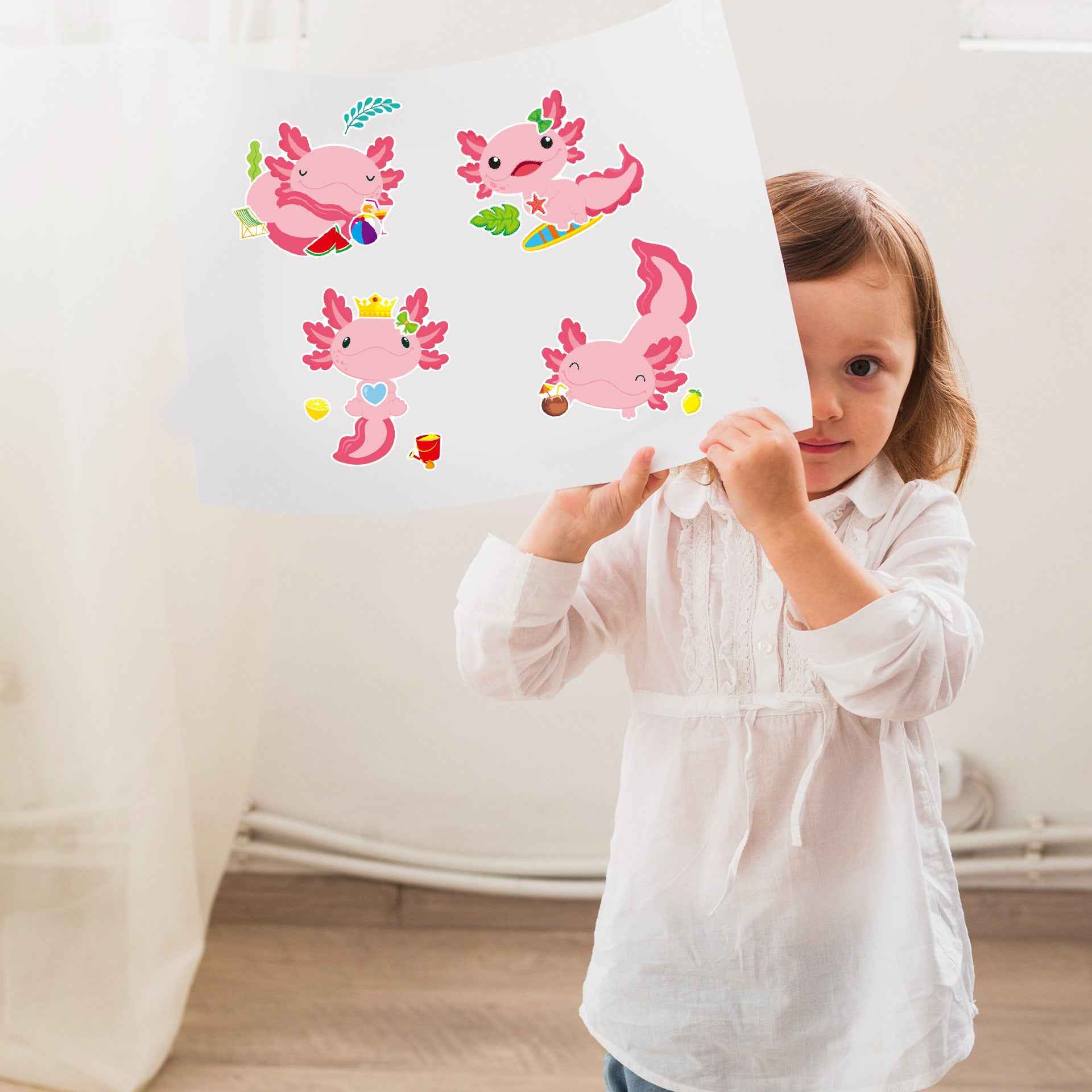 Make a Face Cartoon Axolotl Animal DIY Stickers for Kids 24 Sheets