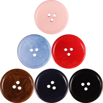 Round 3-hole buttons, thin rim; pastel pink, blue, red, brown, navy, black