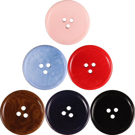 Round 3-hole buttons, thin rim; pastel pink, blue, red, brown, navy, black