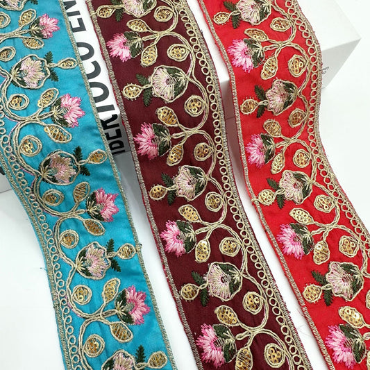 Boho Chic Floral Lace Trim – 5CM Wide Ethnic Embroidery Ribbon (10 Yards)