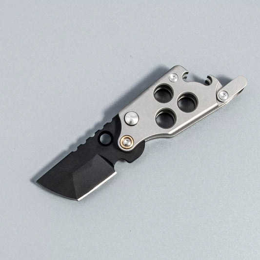 EDC Titanium Alloy Mini Folding Knife | 14C28N Steel Blade | Bottle Opener Black