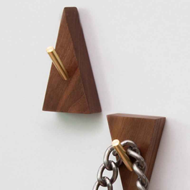 4 Pack Walnut Wooden Wall Hooks for Towel Clothes Hanging Key Holder