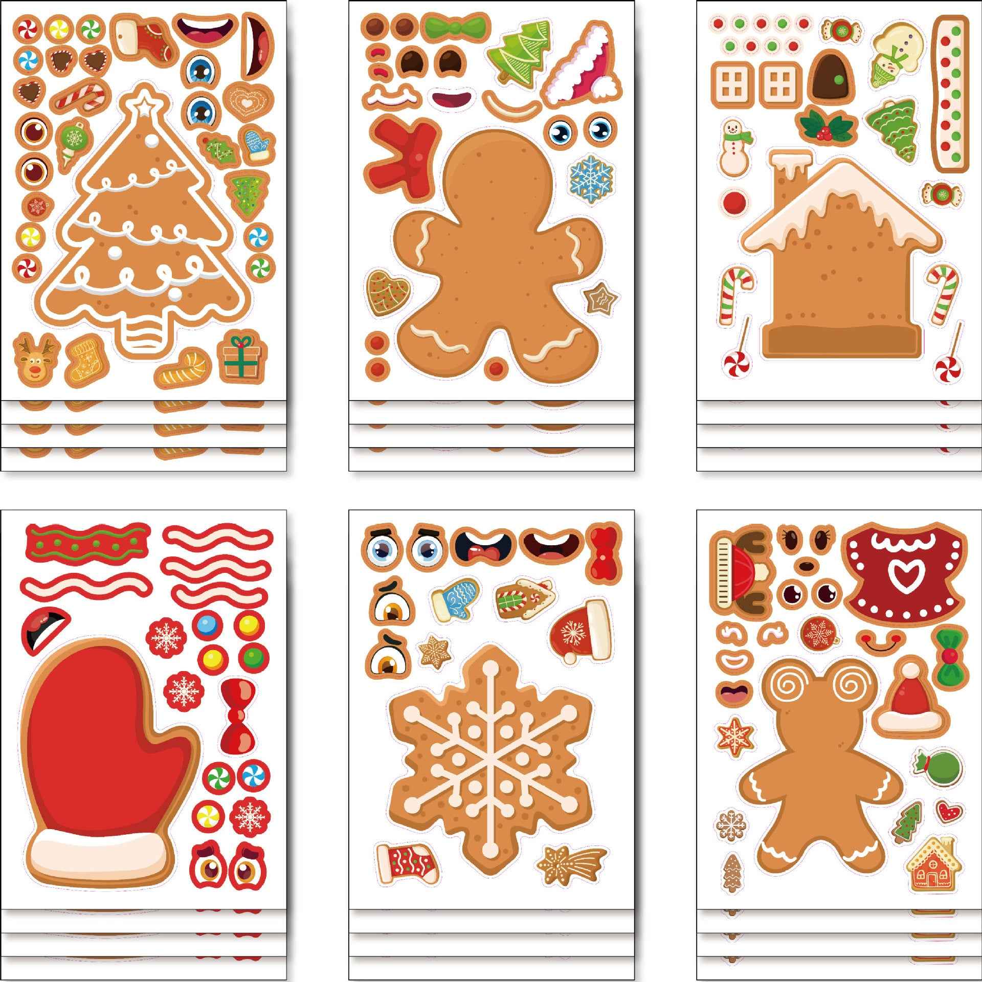 Make a Face Christmas Gingerbread Man Stickers for Kids 24 Sheets