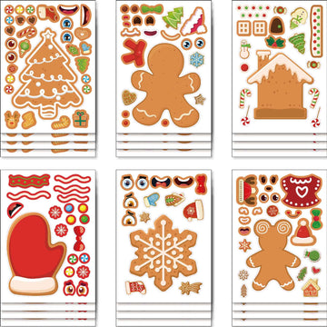 Make a Face Christmas Gingerbread Man Stickers for Kids 24 Sheets