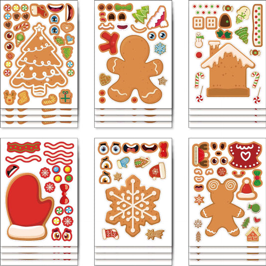 Make a Face Christmas Gingerbread Man Stickers for Kids 24 Sheets