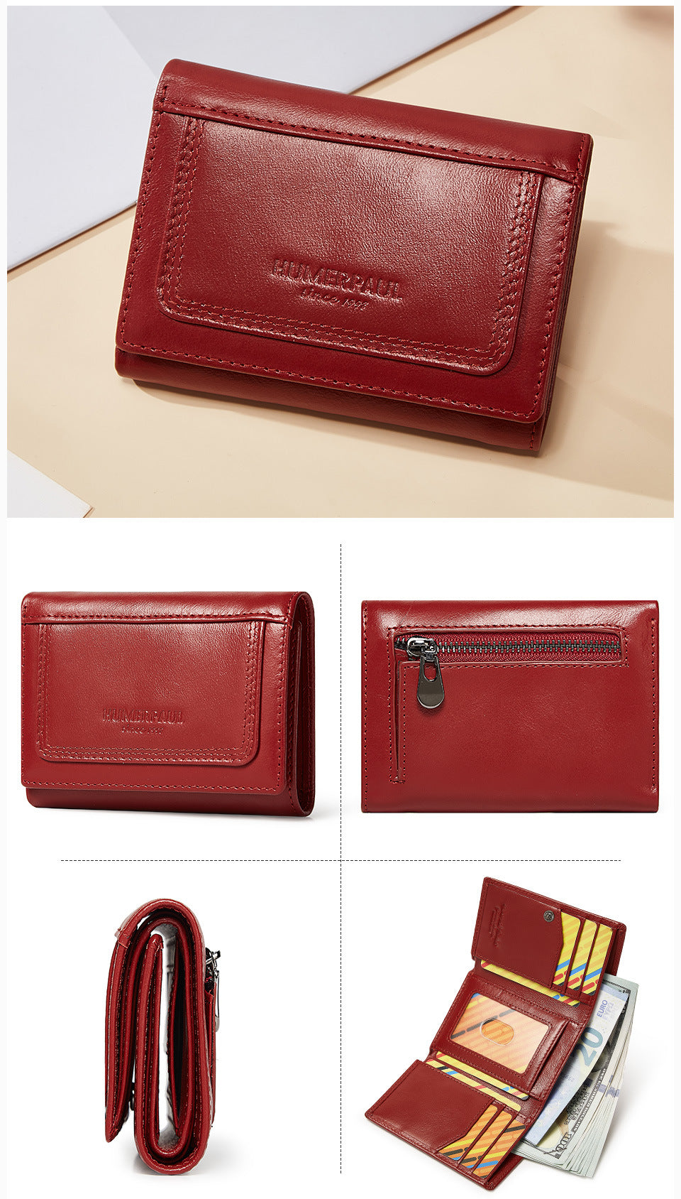 RFID Men's Coin Purse,Top Grain Cowhide Leather Zip Wallet