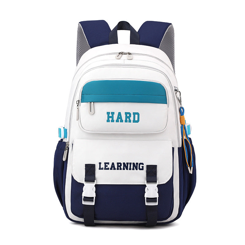 College Backpack for Women – Large Capacity Oxford Fabric Laptop Bag Blue White