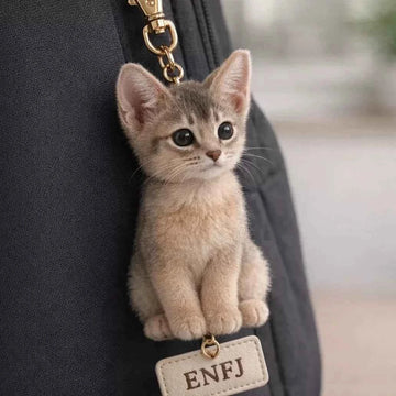 Realistic Abyssinian Cat Plush Hanging Ornament Keychain