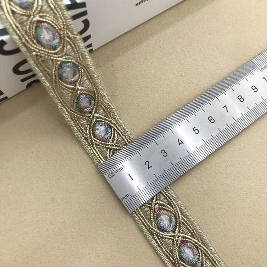 2.1/2.3cm Ethnic Mirror Embroidered Ribbon Trim 10 Yards 2.1cm
