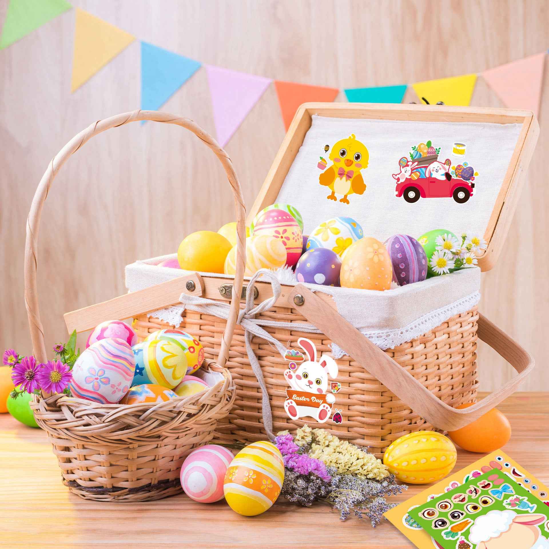 24 PCS Easter Stickers for Kids Make a Face Sticker DIY