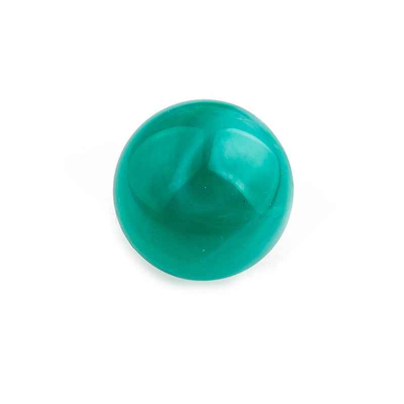 Green acrylic mushroom button with shank, round translucent cap