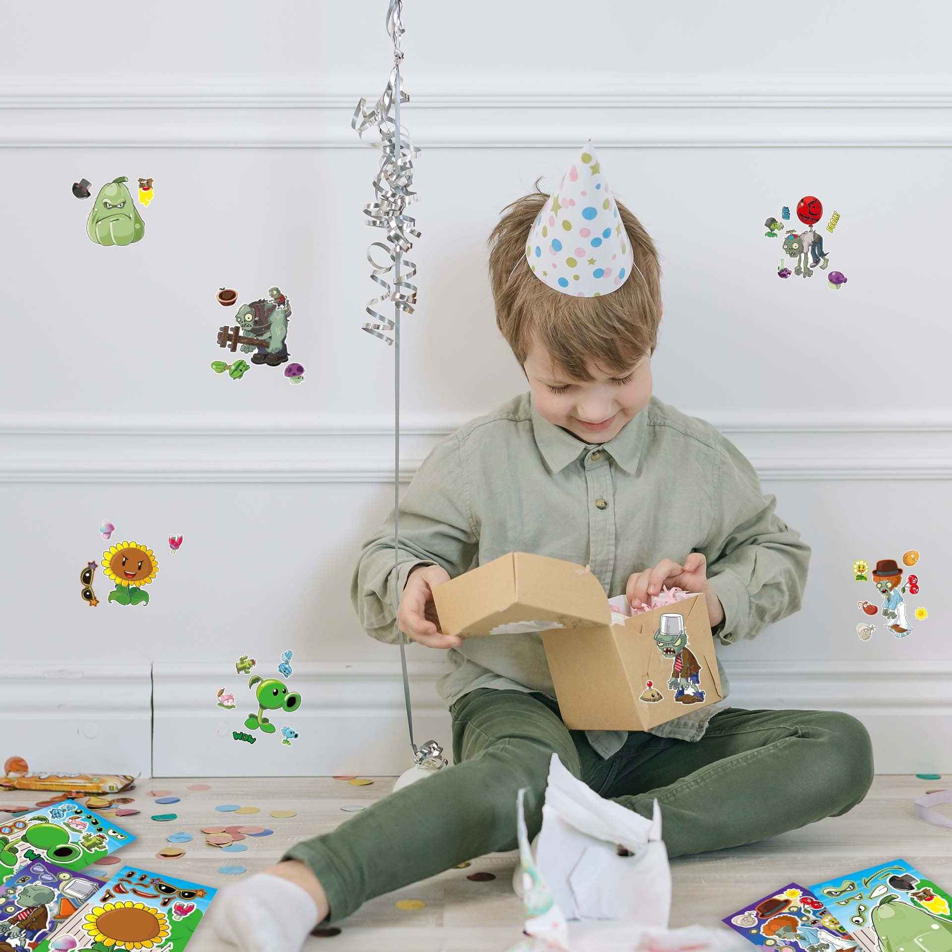 Make a Face Anime Plants vs. Zombies Stickers for Kids 24 Sheets