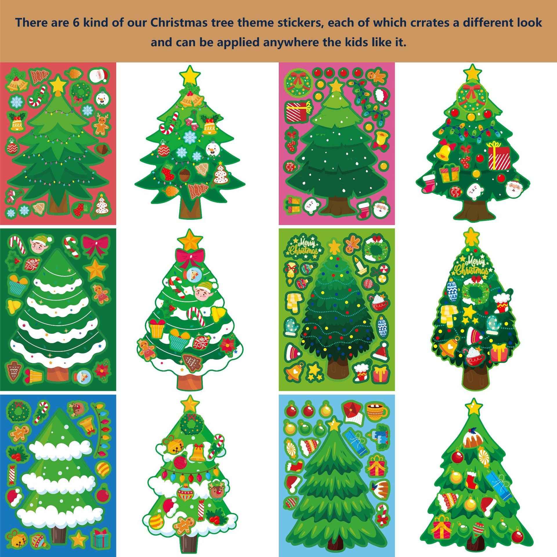Make a Face Christmas Tree Stickers for Kids 24 Sheets