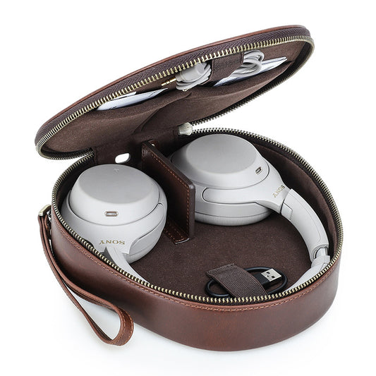 Headphone Case for Sony WH-1000XM6 /XM5 /XM4 Brown Leather Carrying Bag
