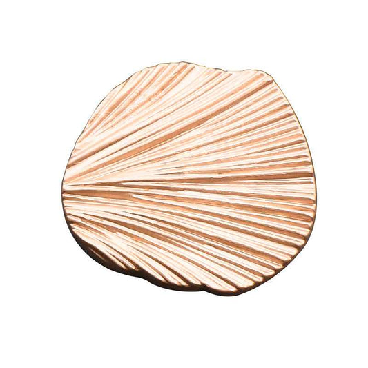 Gold leaf metal button, round face with engraved radial lines