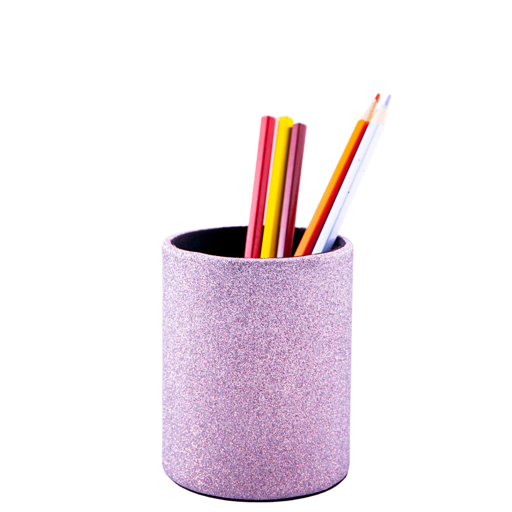 PU Leather Pen Pencil Holder Desk Organizer  (3.3" x 3.3" x 4")