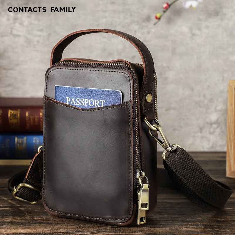 Contacts Family Leather Phone Pouch – Vintage Crossbody Bag