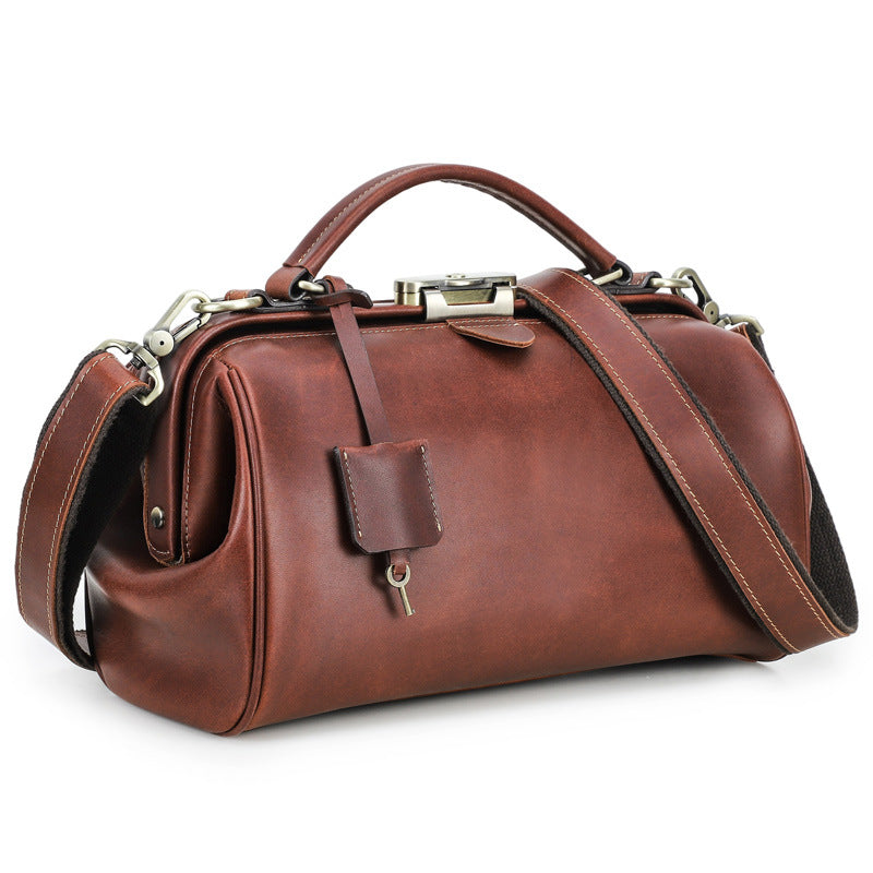 Naisten ylellinen nahkainen käsilaukku lukolla olkalaukku lääkärilaukku lompakko