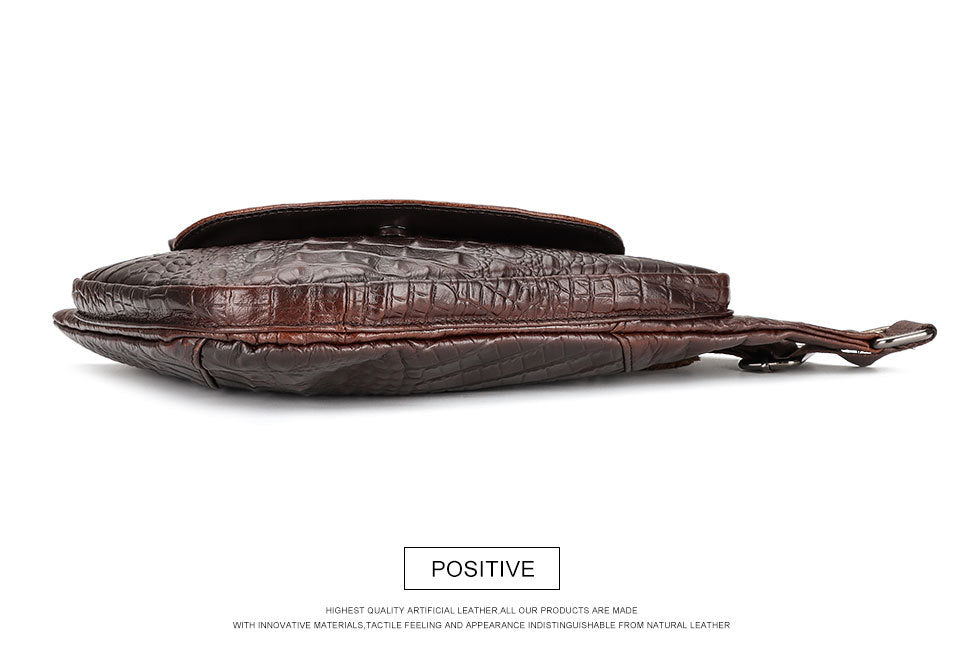 Men's Genuine Leather Chest Sling Bag,Alligator Pattern Triangle