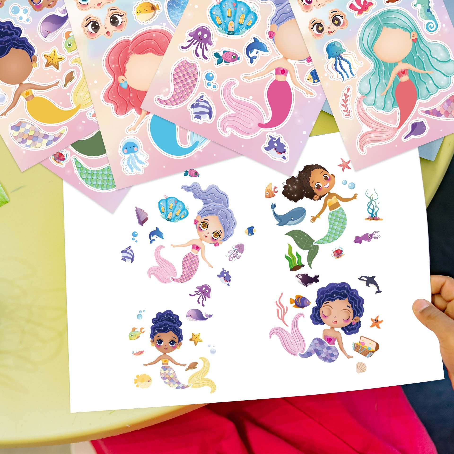 32pcs Mermaid Make a Face Sticker Sheets for Kids Girls