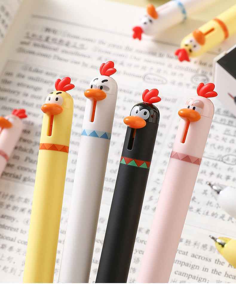 12PCS Funny Chicken Retractable Gel Pens 0.5mm Fine Point Black Ink