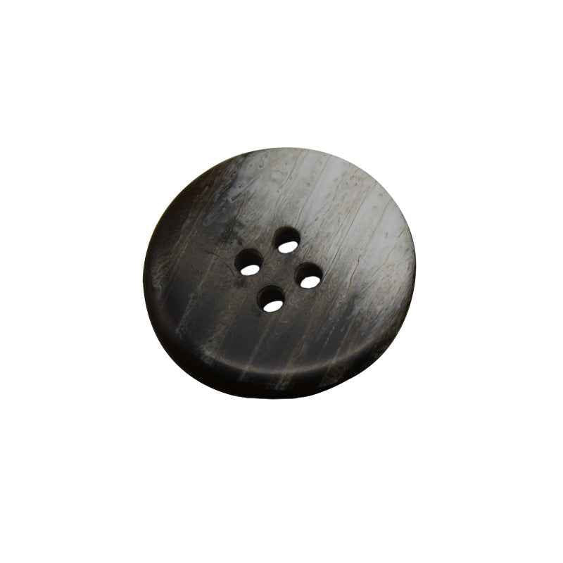 Black wood-grain 4-hole resin button, round 25mm