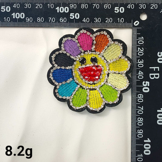 Sunflower and Heart Embroidered Patches with Crystal Accents 10 Pack