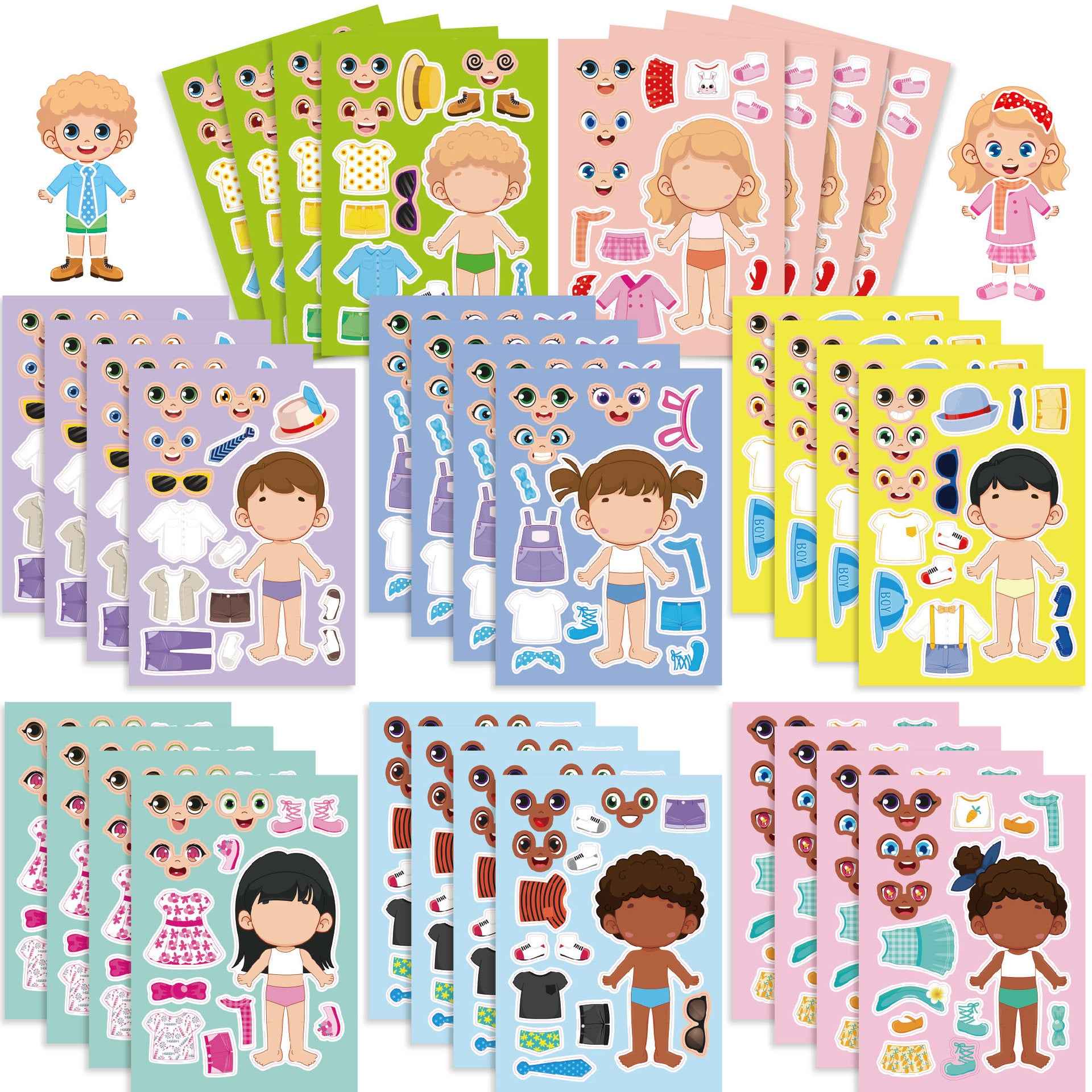Make a Face Boys and Girls Stickers for Kids 24 Sheets