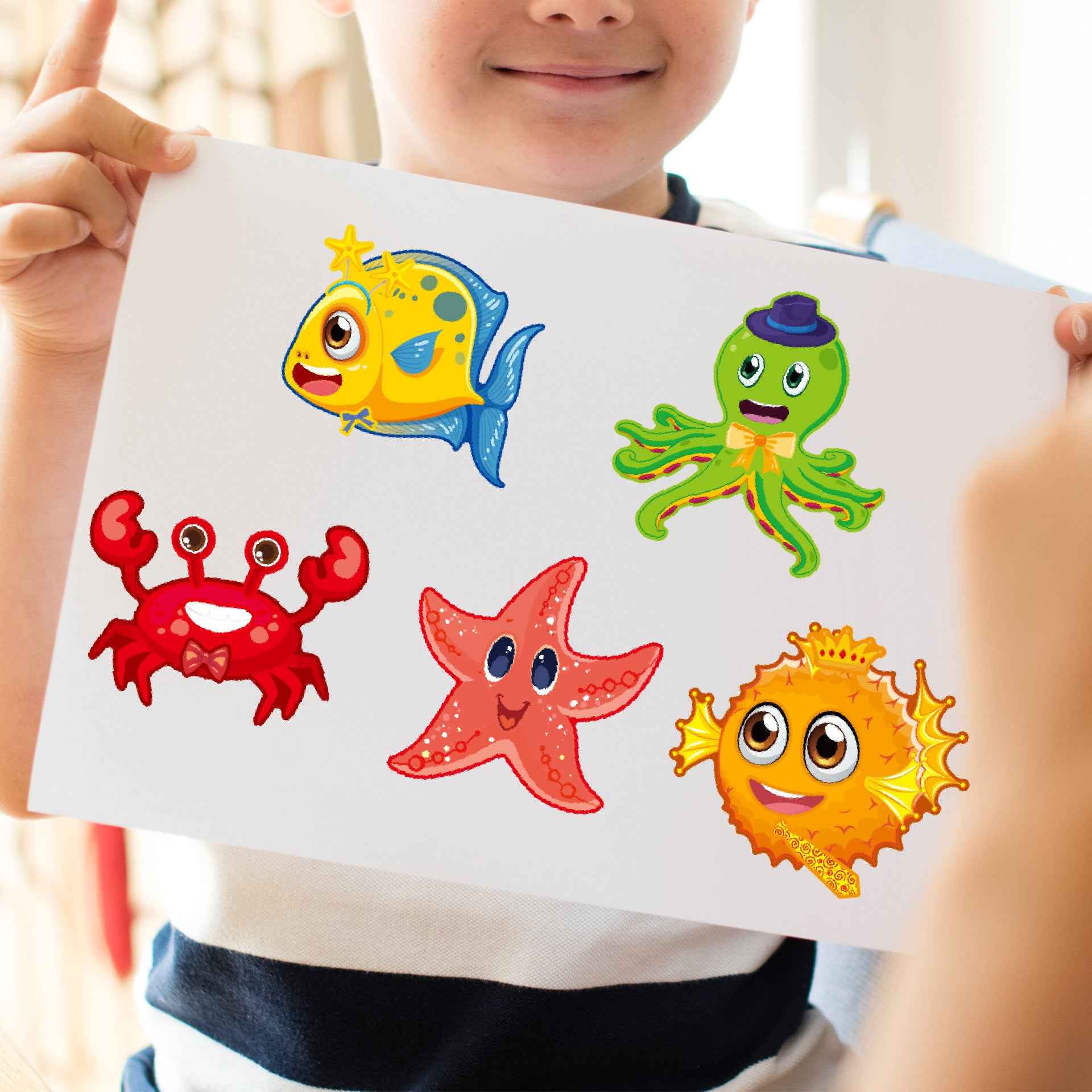 Make a Face Cartoon Marine Animals DIY Stickers for Kids 24 Sheets