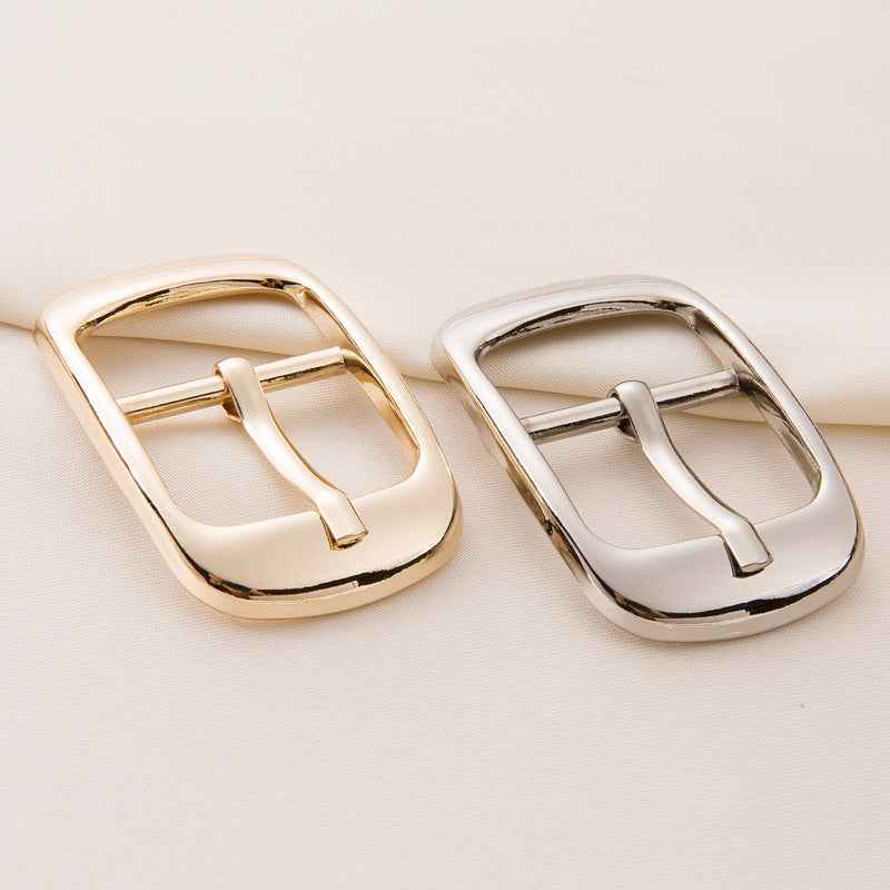 25/30mm rectangle center bar buckle, gold and silver (zinc alloy), pair shown