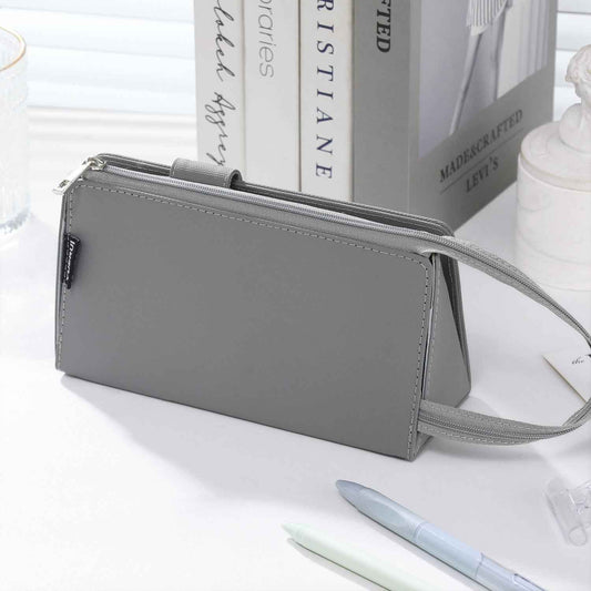 PU Leather Multi-Function Stationery Bag Pen Pouch with Phone Stand