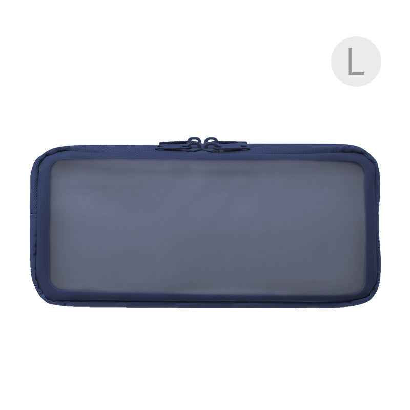 Transparent Makeup & Digital Organizer Bag – Travel Gadget Pouch Navy L