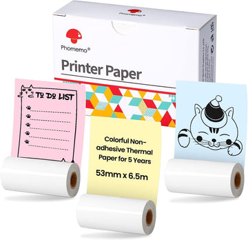 Colorful Thermal Paper 53mm x 6.5m for Phomemo M02/M03 Pocket Printer