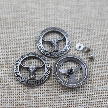 Runde Hohl-Taschenschrauben (28 mm), Bullenhaupt-Motiv, silberfarben, 1 Stück