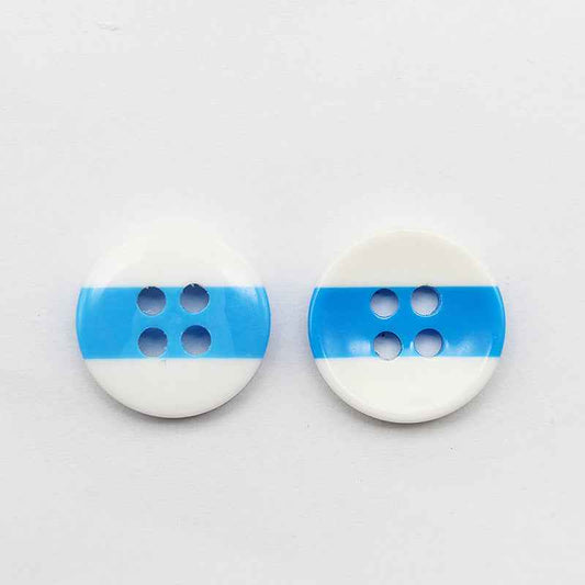 10/11.5/12mm Dual-Tone Round 4-Hole Resin Buttons 100pcs Blue