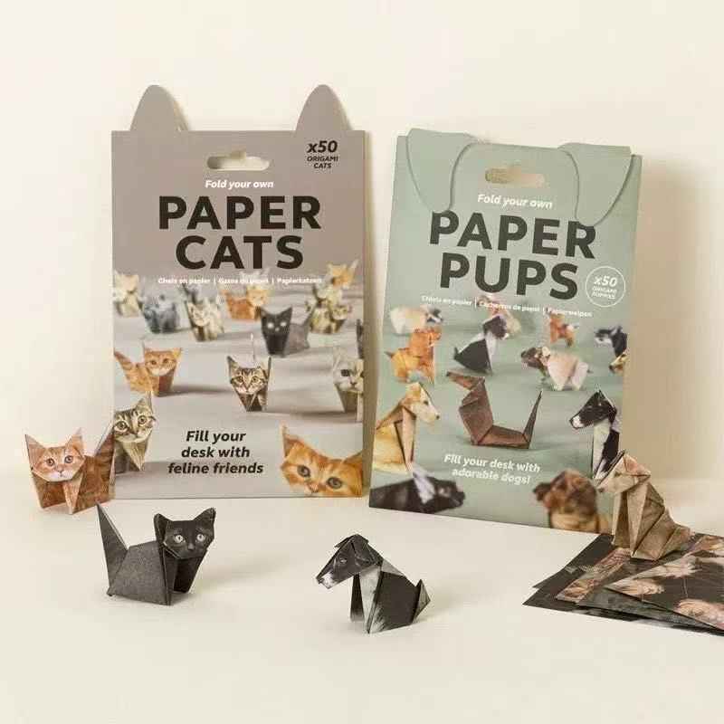 3D Origami Paper Cats and Pups 100 Sheets 2 Pack