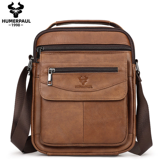 Genuine Leather Men's Crossbody Shoulder Bag Brown