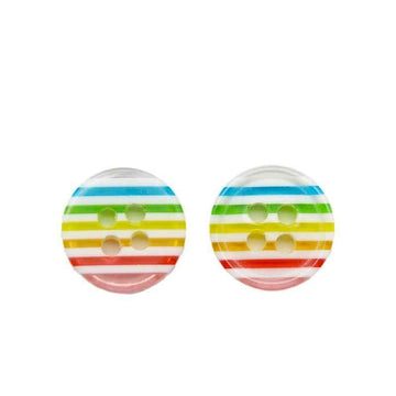 12mm resin buttons, rainbow stripes, 4-hole, for kids shirts, 2 shown