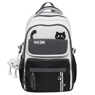 Korean Cat Series Student Backpack | Cute Lightweight School Bag for Girls Black