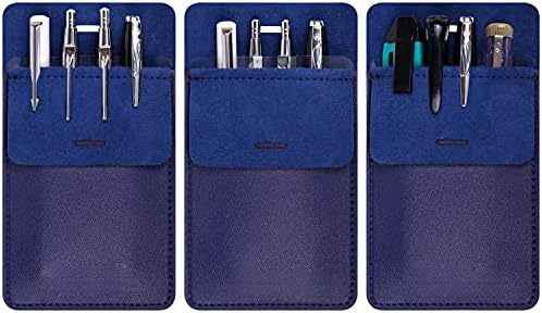 3 Pack PU Leather Heavy Duty Pen Holder Pouch Pocket Protector