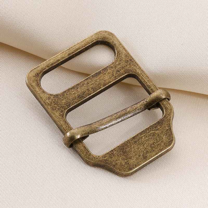 Bronze ladder lock buckle, adjustable strap fastener with metal sliding bar and frame
