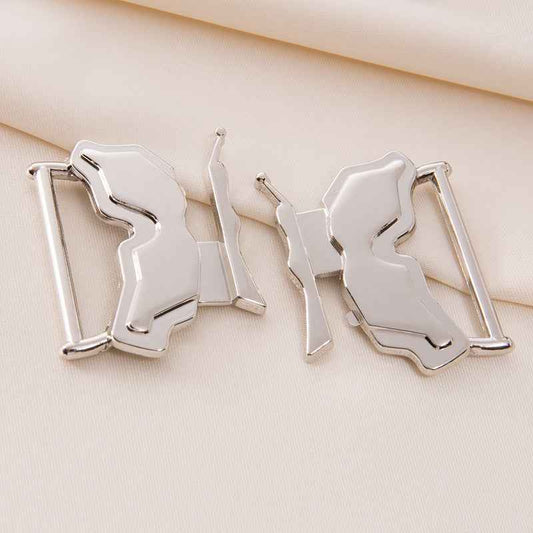 30mm Silver Butterfly Waist Buckle - Decorative Coat Belt Clasp Set 10pcs