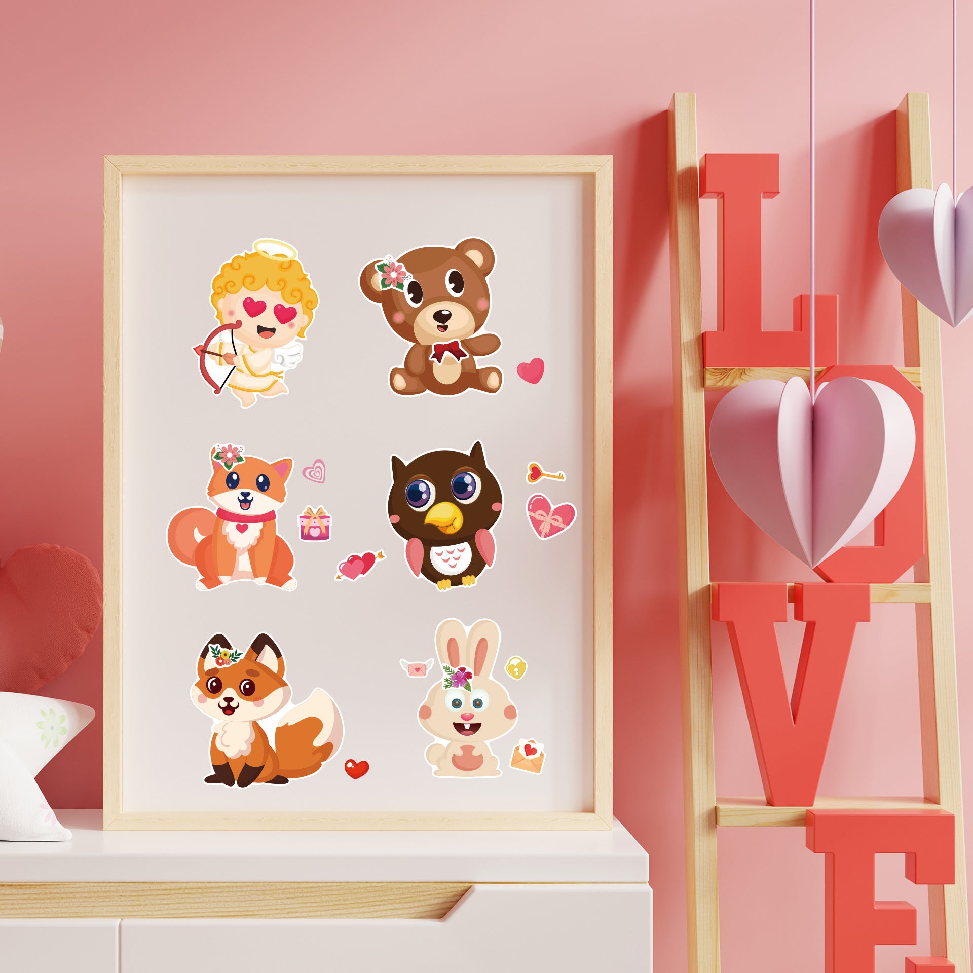24 Sheets Valentine's Day Animal Stickers for Kids