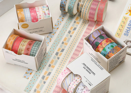 Sweet Donut House Washi Tape Set | 60 Rolls | 12 Color Palettes × 5 Rolls | 10mm × 2m