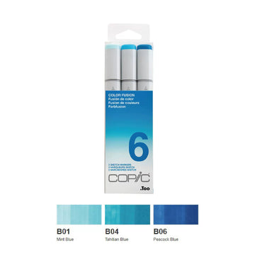 Copic Sketch,Alcohol-based Markers,3pc,Color Fusion #6,Blue