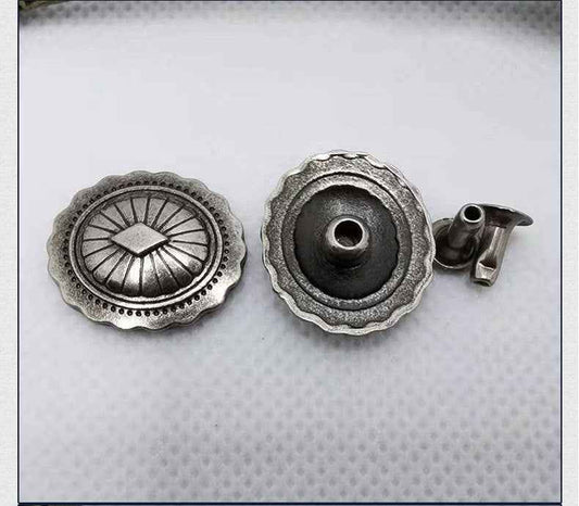 Vintage Diamond Stud Rivets Antique Silver 30 Pack