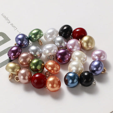 Bunte Resin-Perlenknöpfe mit Metallöse, runde 10-mm-Knöpfe (13 Farben)