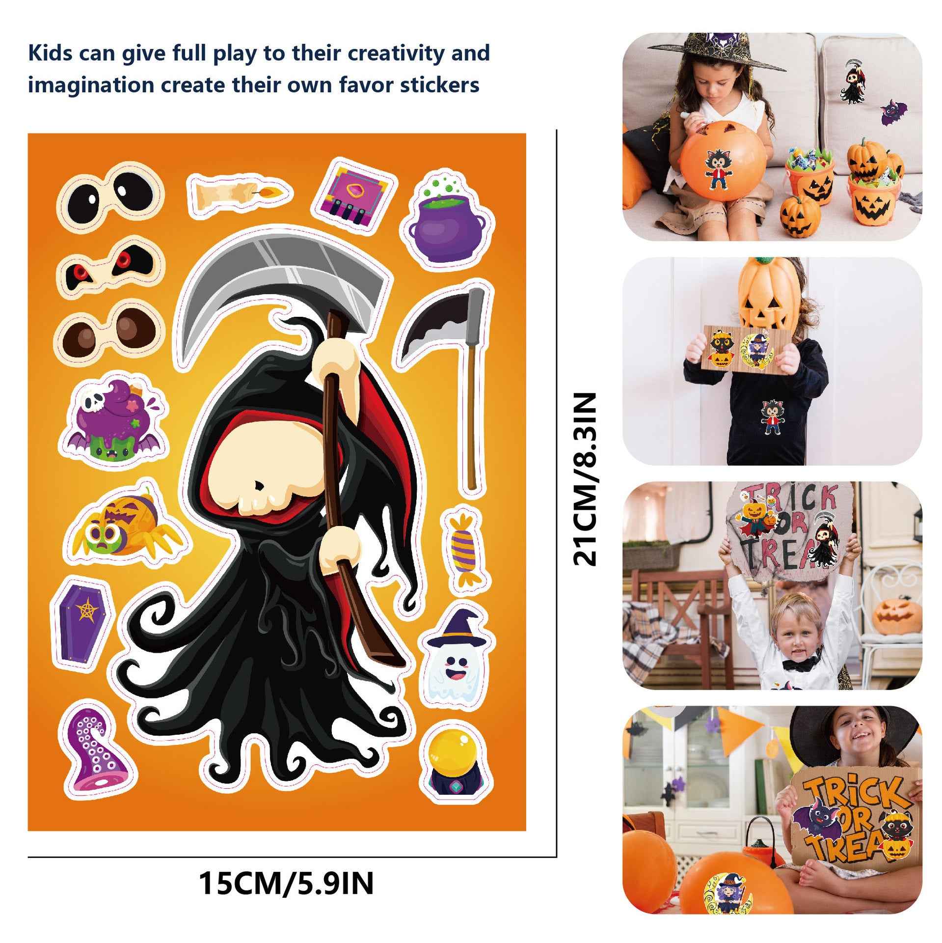 Make a Face Cartoon Spooky Halloween DIY Stickers for Kids 24 Sheets
