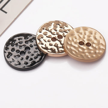 Textured 2-hole metal buttons, gold and black stippled finish (set of 20)